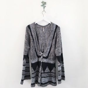 Free People Alpaca Wool Blend Boho Print Cardigan